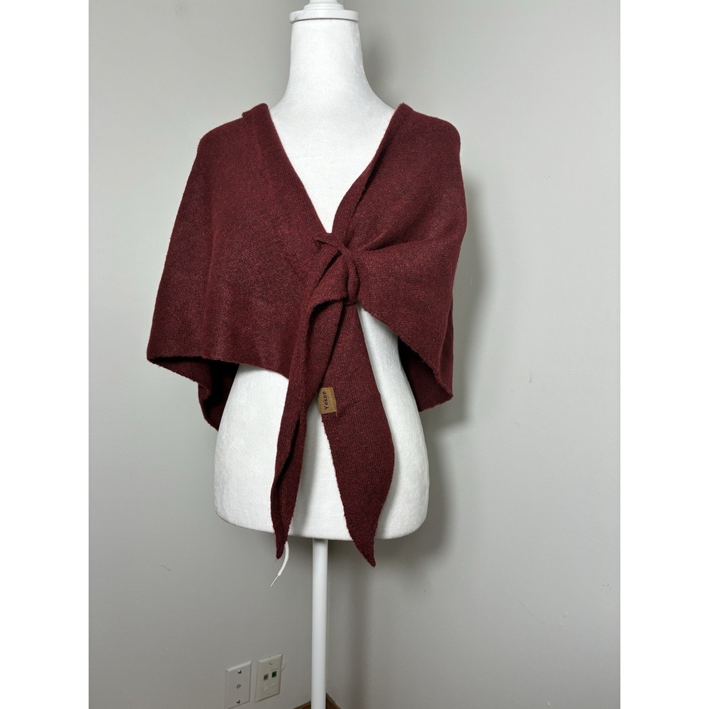 Yakee Triangle Cape Scarf Wool Blend One Size Burgundy